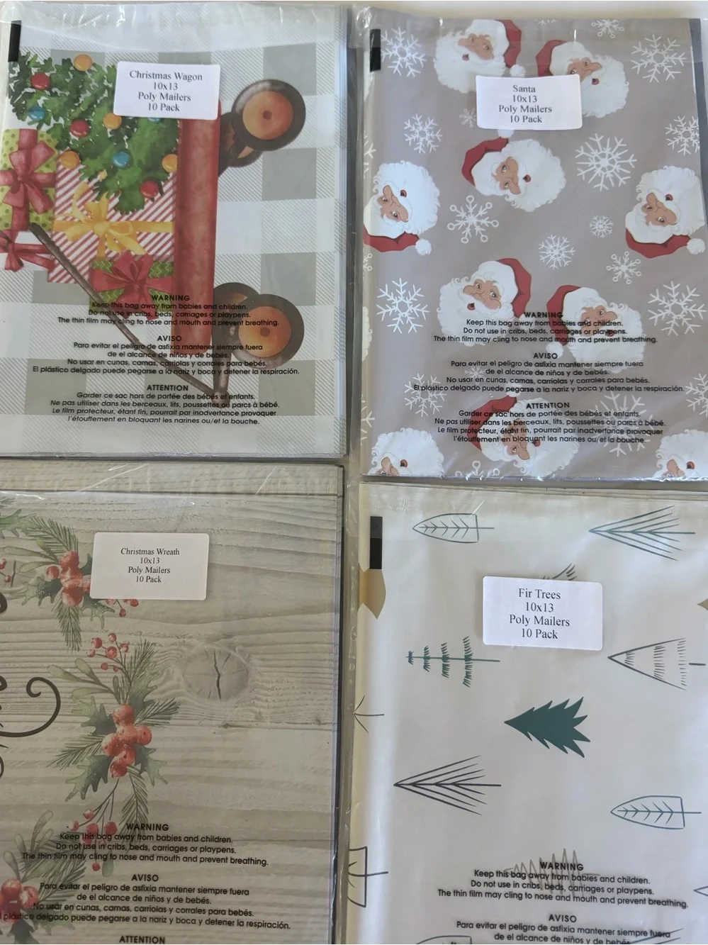 40 Assortment Holiday Poly Mailers New